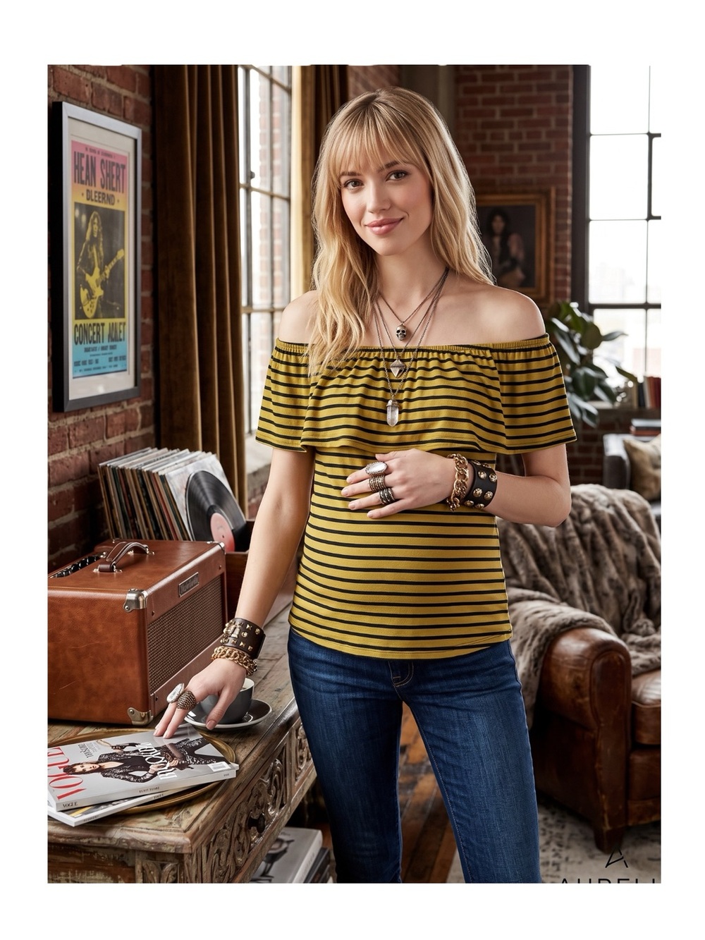 new Splendid ✶ Venice Off Shoulder Ruffled Stripe Maternity Top ✶ Lemon Drop ✶ S